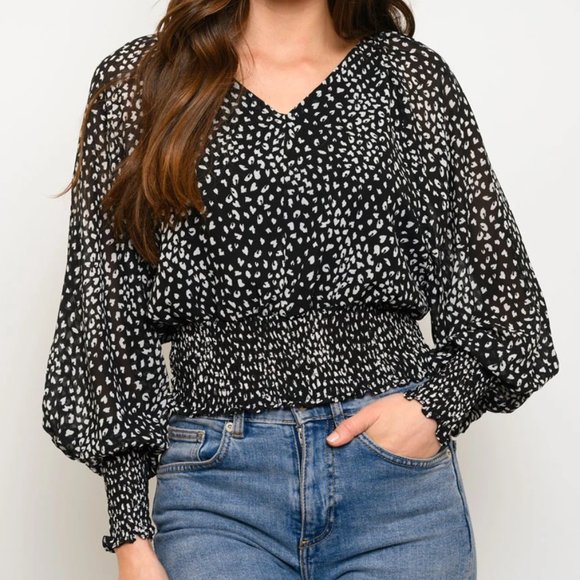 Contemporary Animal Print Smock Long Sleeved Blous - Picture 1 of 5